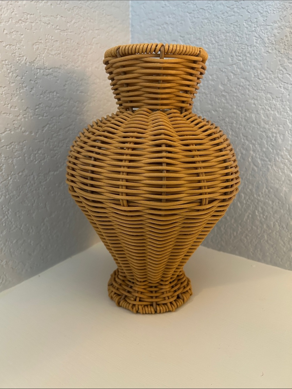 Woven Rattan Accent Vase in Tan - Home Accents